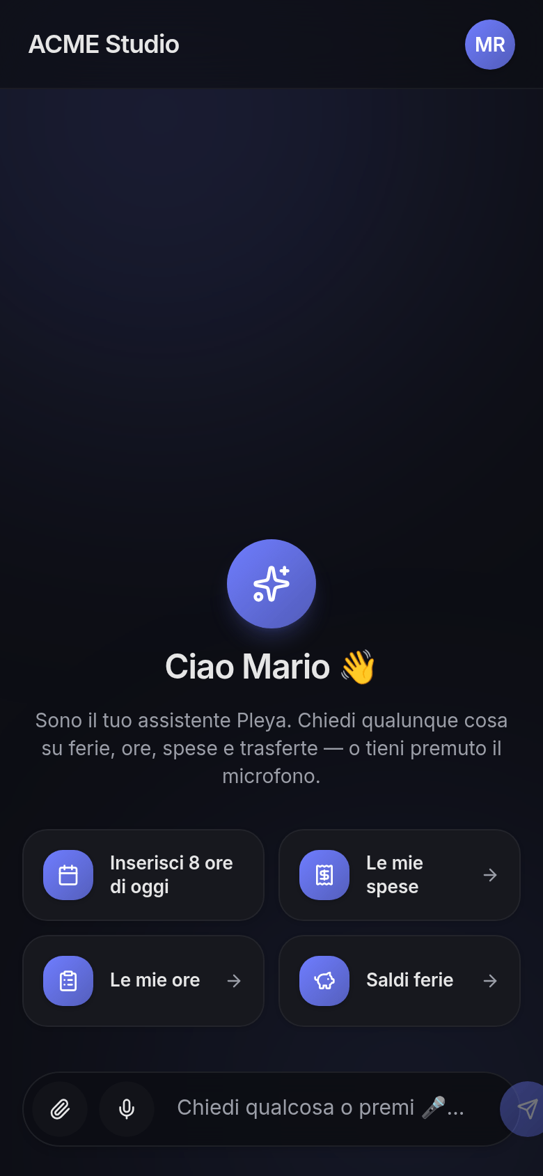 Pleya sul telefono: ore, spese, assenze e l’assistente in prima pagina