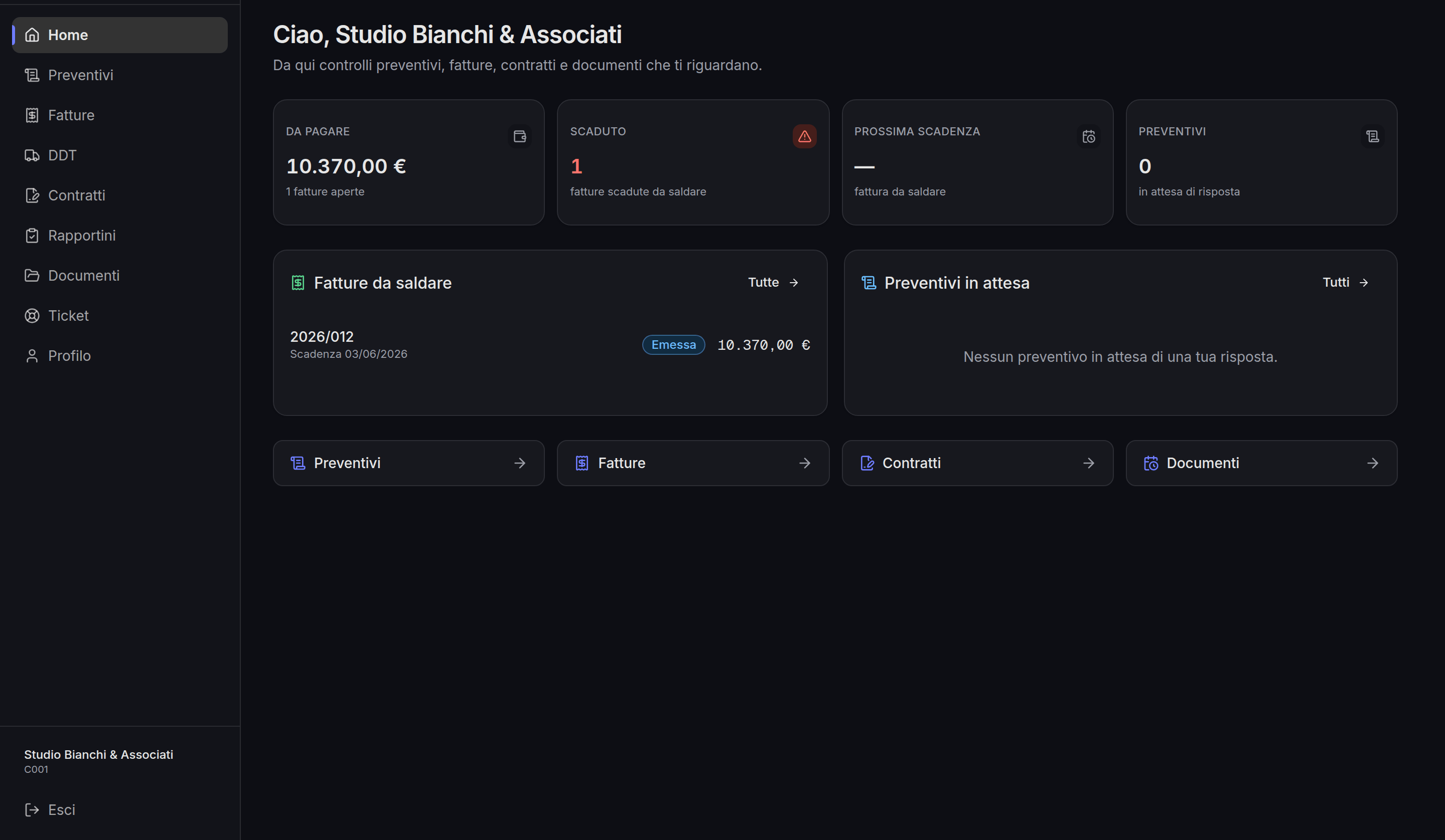 Portale clienti in Pleya